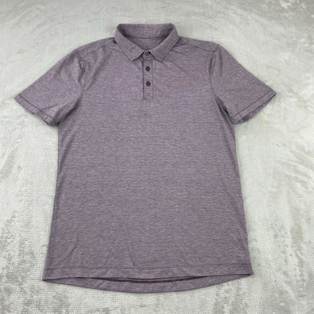 Lululemon Evolution Polo Shirt Men‎ Small Heathered Graphite Purple Short Sleeve